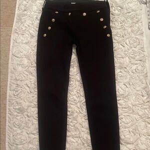 Black Pants with Gold Button Accents
